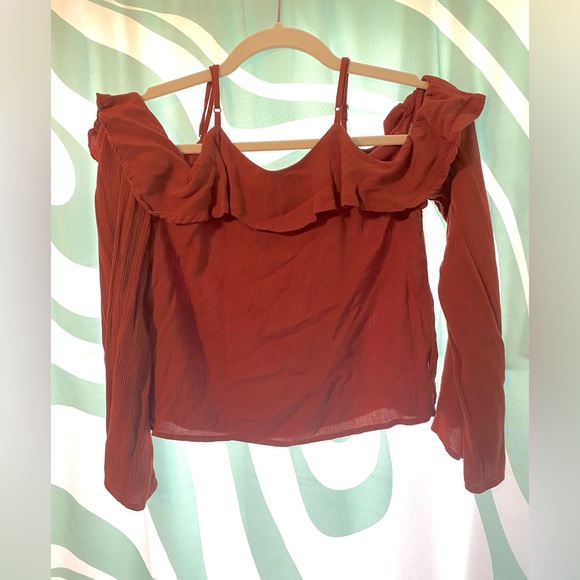 MOSSIMO | Terra cotta long sleeve off the shoulder blouse - Picture 2 of 3